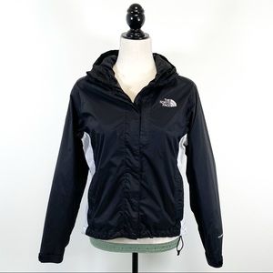 North Face Black White Hooded HyVent Stow Jacket